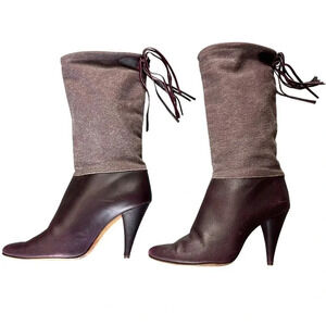 Kenneth Cole 9 purple Leather Made in Italy heeled boots with‎ fabric upper